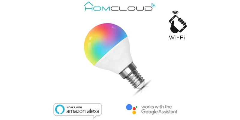 Lampadina Wi-Fi + Bluetooth RGB+Bianco caldo E14 G45 dimm