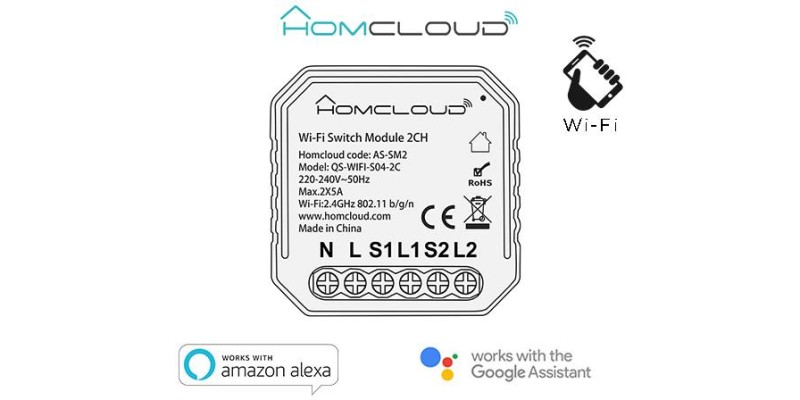 Modulo Interruttore 2CH Wi-Fi da incasso