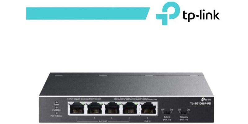 TP-Link 5-Porte Gigabit Desktop PoE+ Switch con 1-Port PoE++ In e 4-Port PoE+Out
