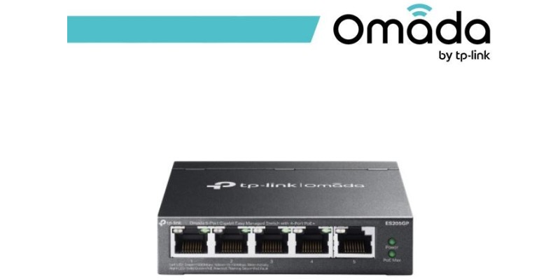 Omada Switch Easy Managed 5 porte Gigabit con 4 porte PoE+ - ES205GP